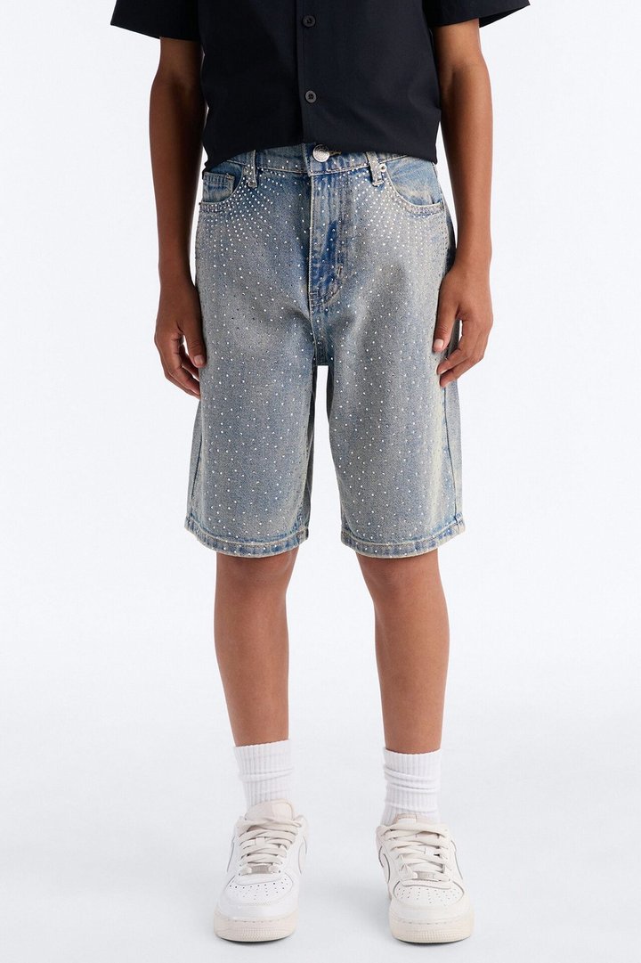 Mini Baggy All Gem Denim Short - Light Blue Wash