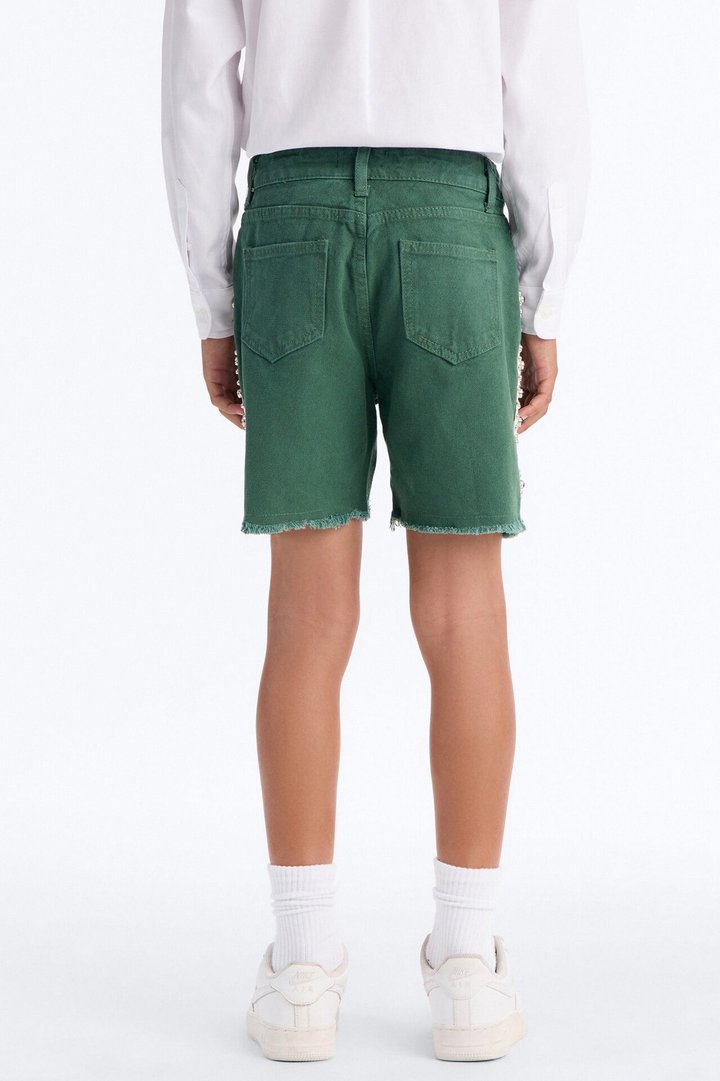 Mini Aspiring Artist Embellished Short - Olive