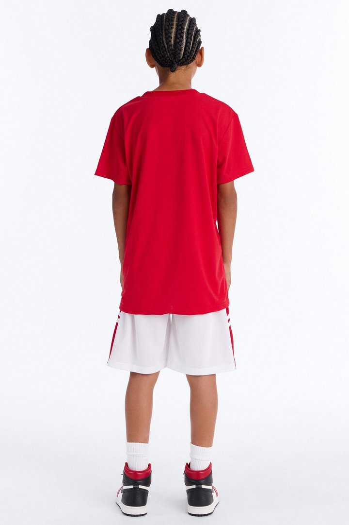 Mini Basketball Bear Short Set - Red/combo