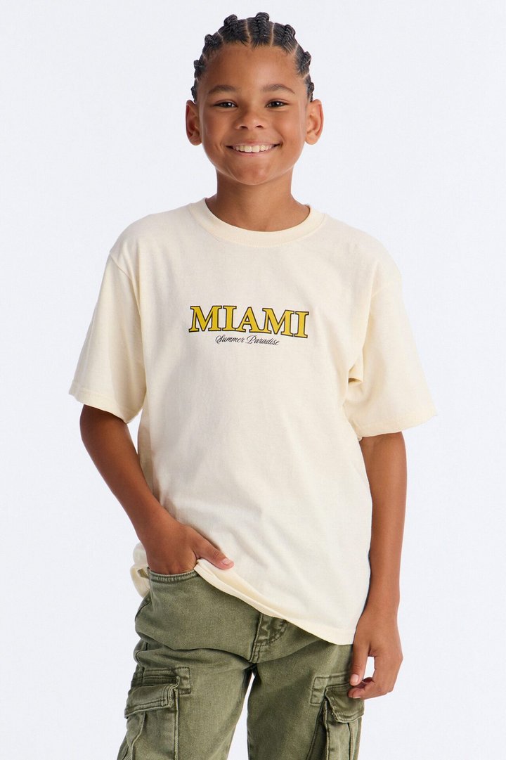 Mini Miami Summer Front/Back Short Sleeve Tee - Off White