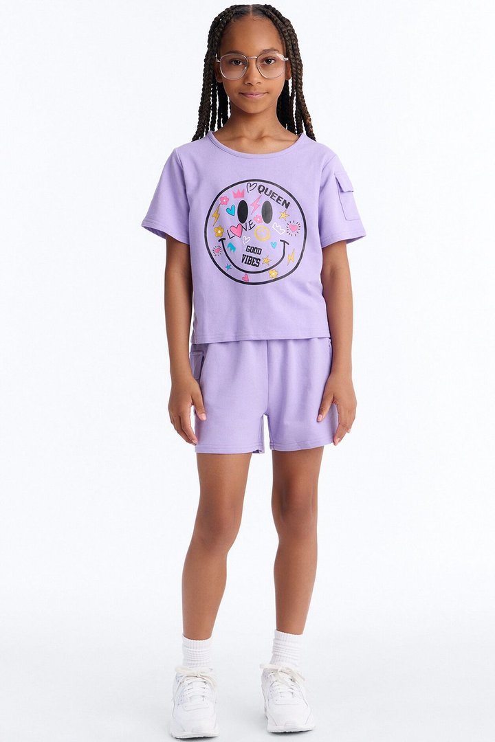 Mini Wanna See You Smile Short Set - Lavender