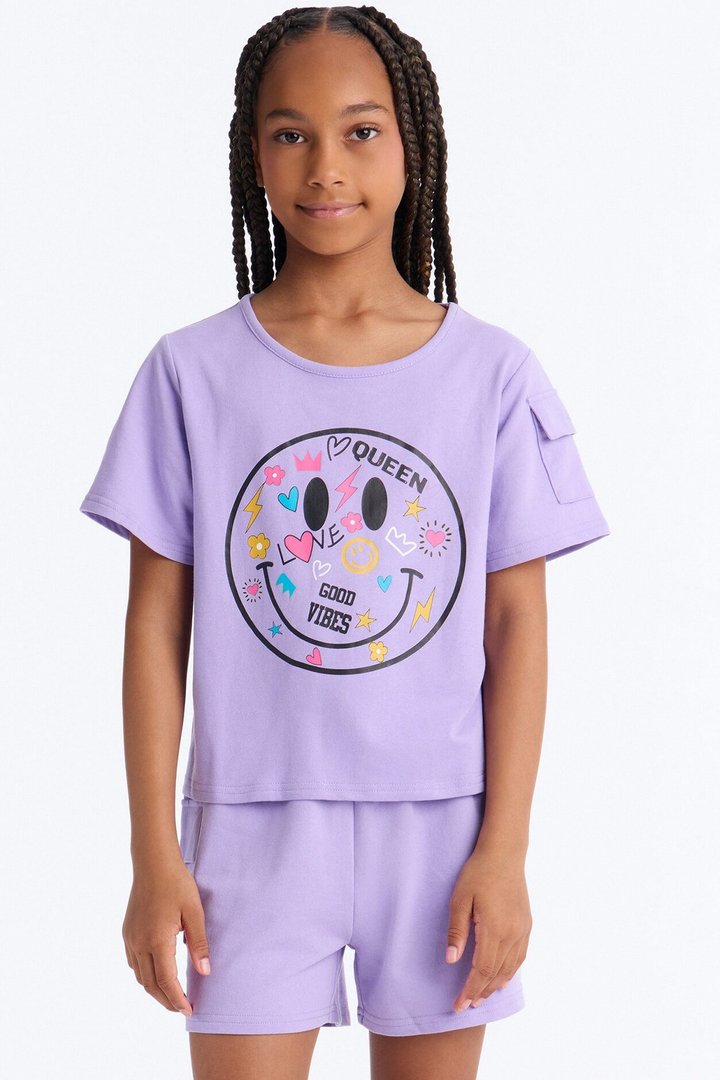 Mini Wanna See You Smile Short Set - Lavender