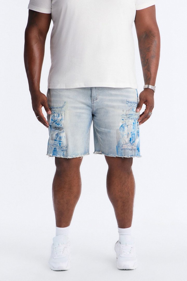 Slim Distressed Painter Denim Short - Light Wash