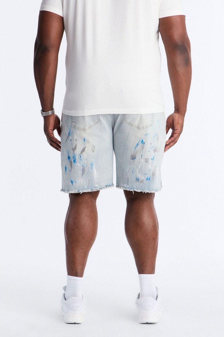 Slim Distressed Painter Denim Short - Light Wash