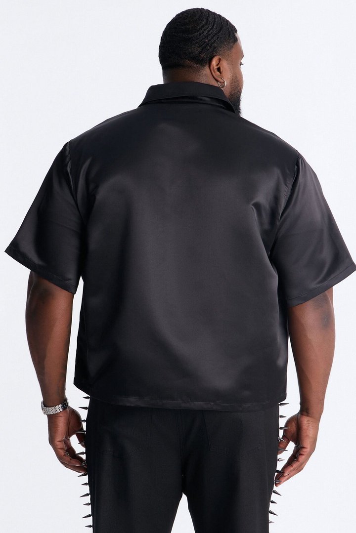 Boxy Tribeca Gloss Utility Shirt - Black