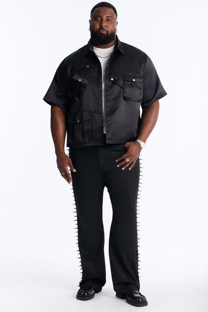 Boxy Tribeca Gloss Utility Shirt - Black