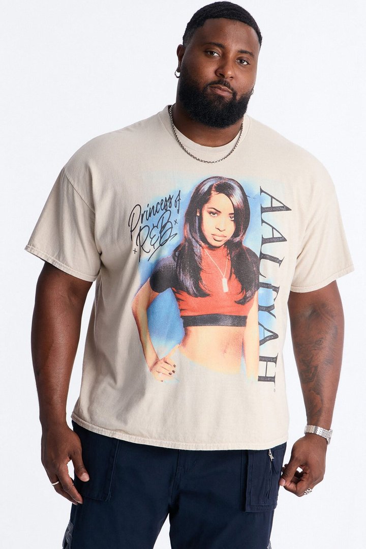 Aaliyah Princess Of R&B Short Sleeve Tee - Taupe