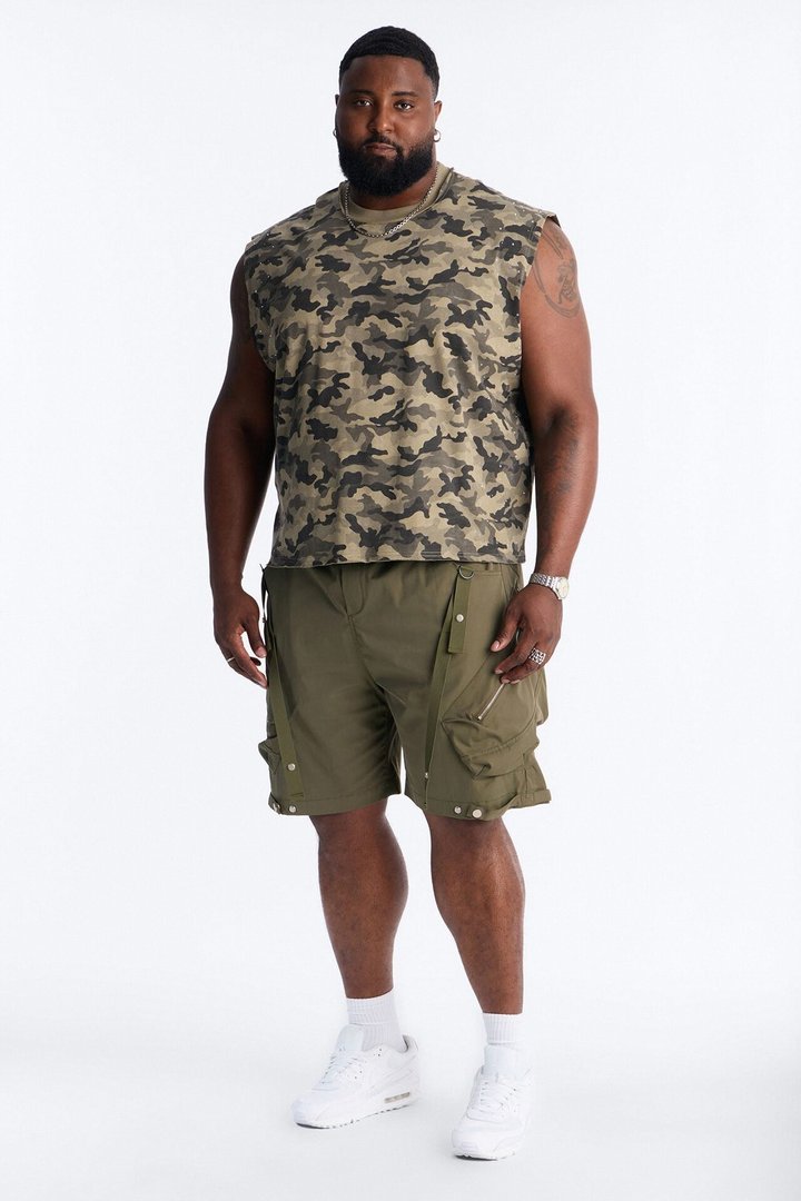 Boxy Cropped Street Soldier Camo Muscle Tee - Camouflage