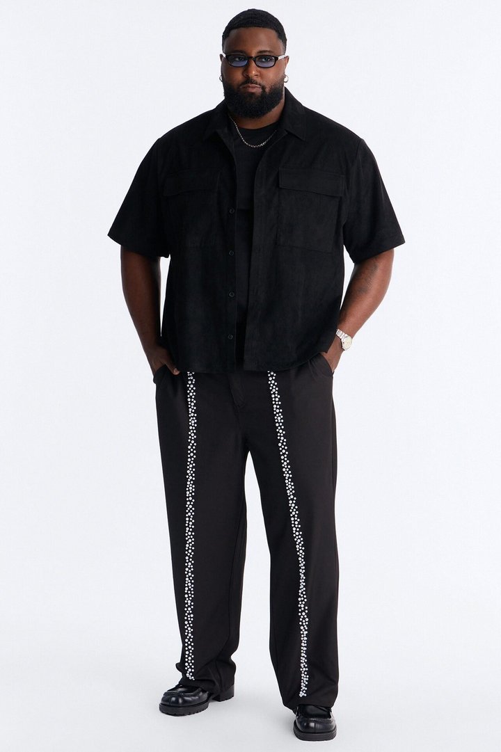 Baggy Pearl Cascade Trouser - Black