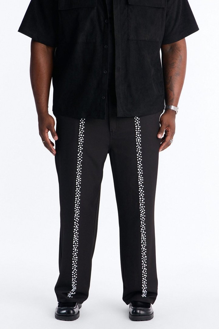 Baggy Pearl Cascade Trouser - Black