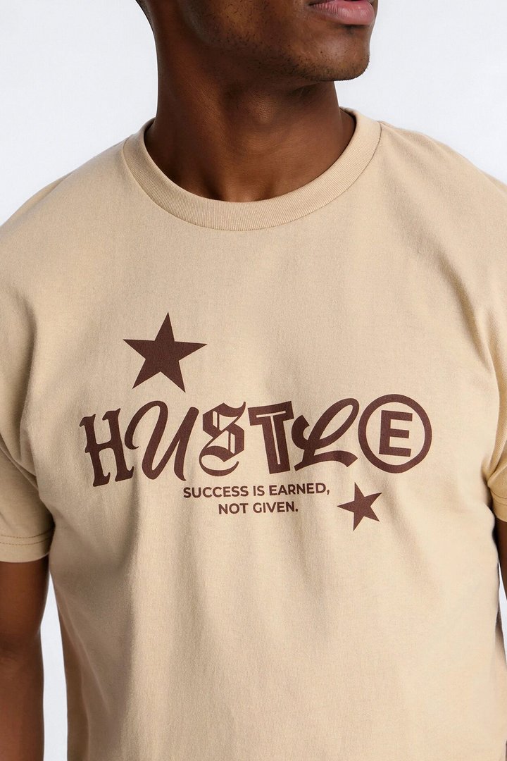 Hustle Mindset Oversized Short Sleeve Tee - Sand