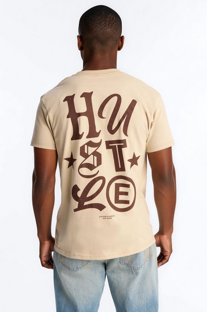 Hustle Mindset Oversized Short Sleeve Tee - Sand