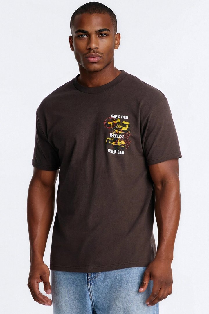 Realize Real Lies Oversized Short Sleeve Tee - Chocolate