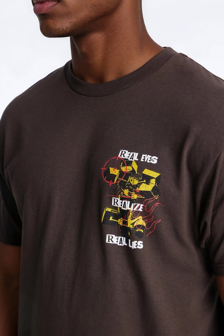 Realize Real Lies Oversized Short Sleeve Tee - Chocolate