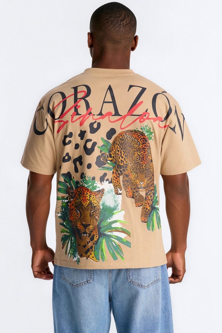 Corazon Sinaloa Oversized Short Sleeve Tee - Tan