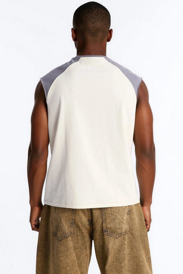 Boxy Raglan Muscle Tee - Cream/combo