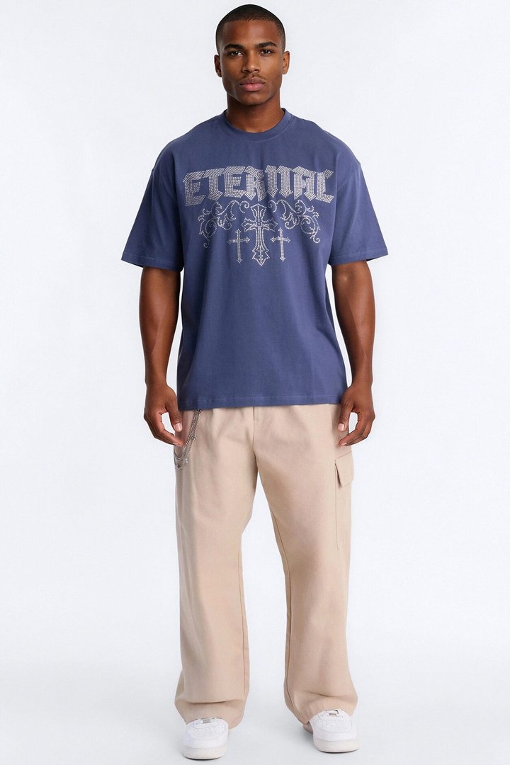 Eternal Salvation Boxy Short Sleeve Tee - Navy