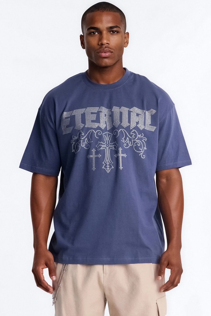 Eternal Salvation Boxy Short Sleeve Tee - Navy