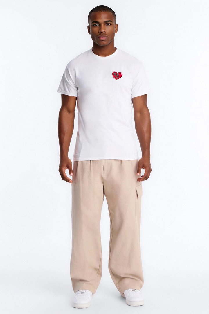 Always Heart In Heart Embroidery Short Sleeve Tee - White