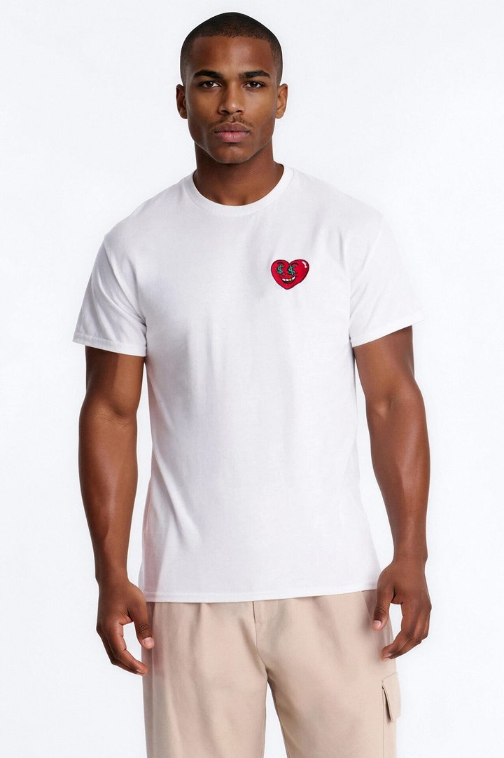 Always Heart In Heart Embroidery Short Sleeve Tee - White