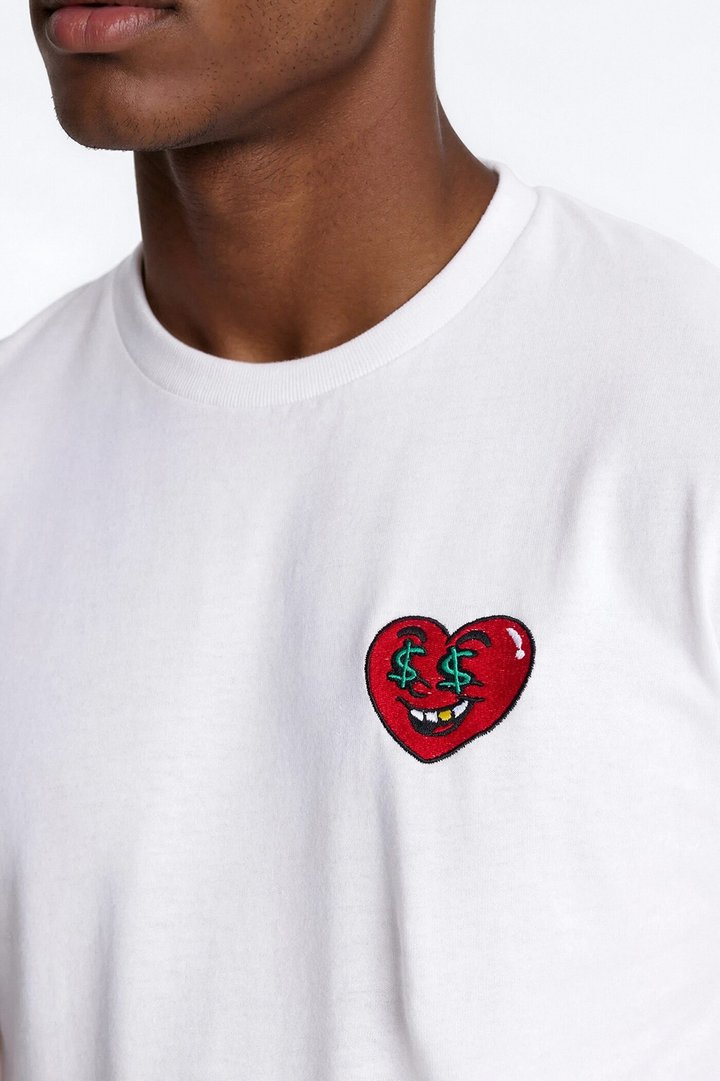 Always Heart In Heart Embroidery Short Sleeve Tee - White