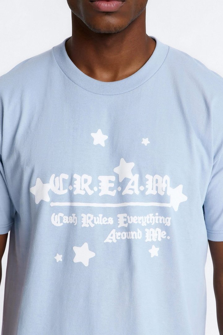 Cash Rules Everything Around Oversized Short Sleeve Tee - Light Blue