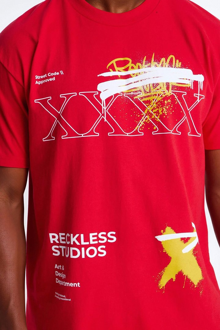 Reckless Studio Oversized Short Sleeve Tee - Red