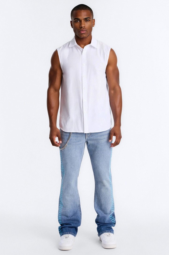 Stacked Slim Flare Pearl Strike Jeans - Light Blue Wash