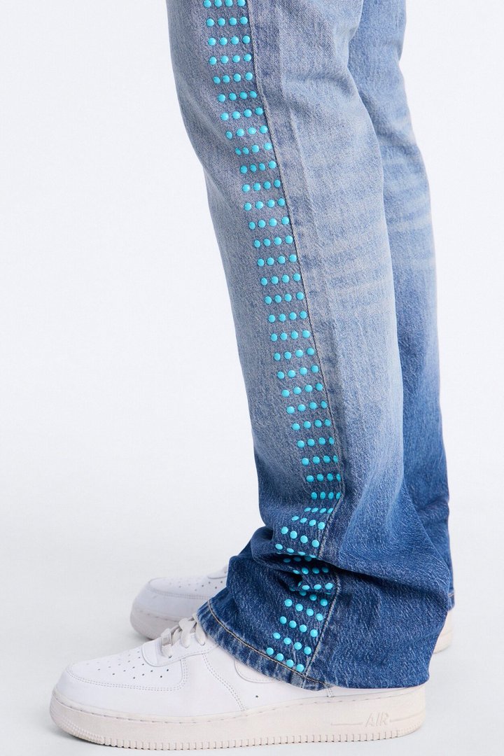 Stacked Slim Flare Pearl Strike Jeans - Light Blue Wash