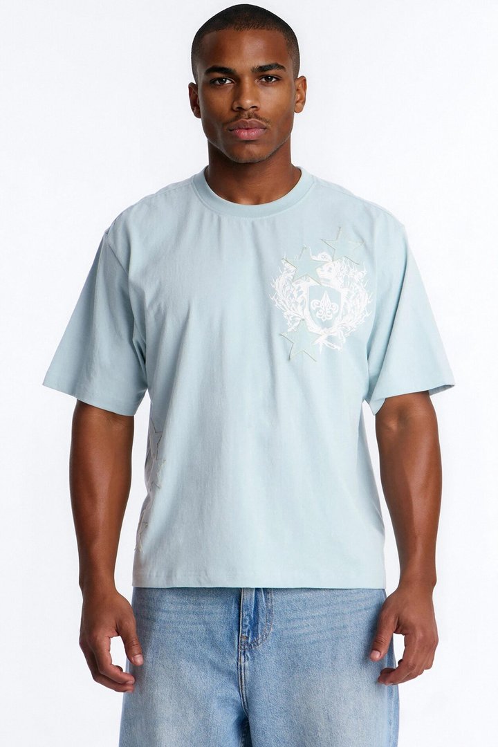 Star Royal Crest Washed Boxy Short Sleeve Tee - Blue