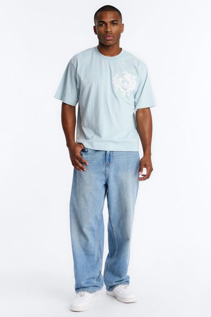 Star Royal Crest Washed Boxy Short Sleeve Tee - Blue