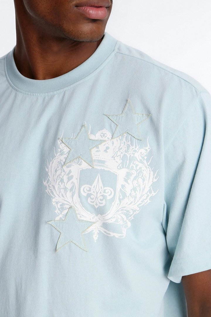 Star Royal Crest Washed Boxy Short Sleeve Tee - Blue