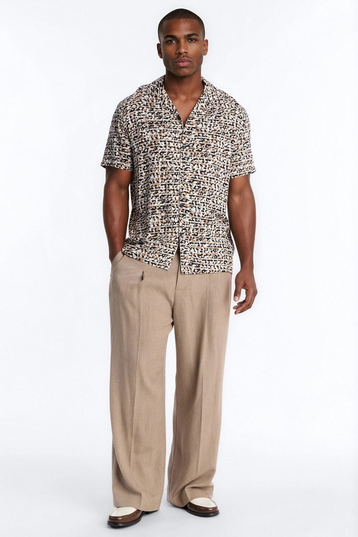 Shoreline Cuban Collar Button Up Shirt - Black