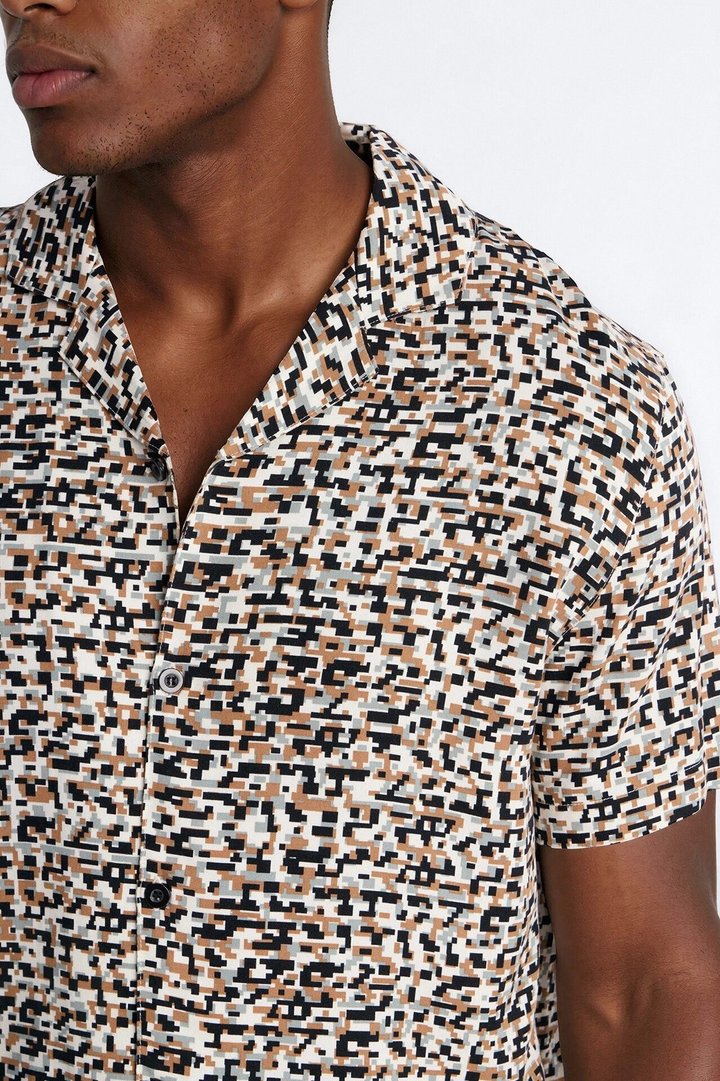 Shoreline Cuban Collar Button Up Shirt - Black