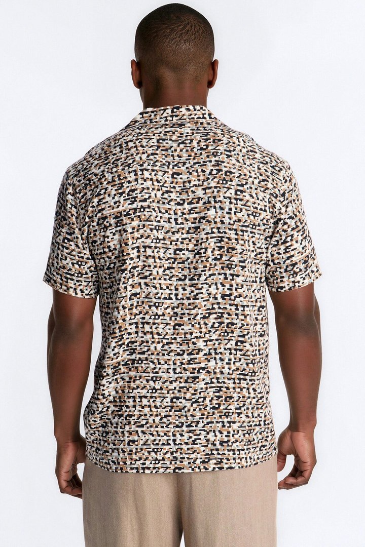 Shoreline Cuban Collar Button Up Shirt - Black