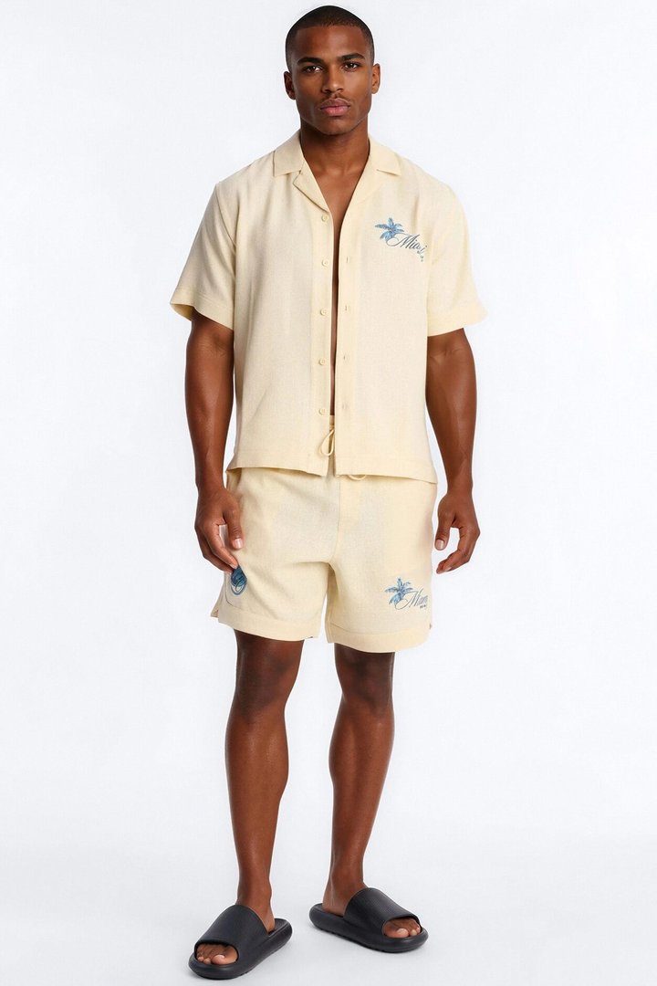Miami Beach Club Button Up Shirt - Butter Yellow