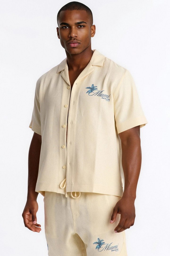 Miami Beach Club Button Up Shirt - Butter Yellow