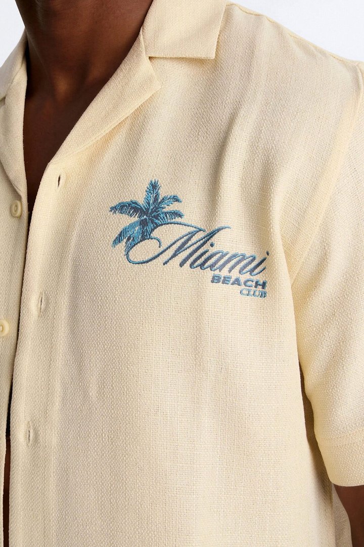 Miami Beach Club Button Up Shirt - Butter Yellow