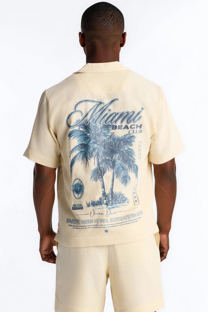 Miami Beach Club Button Up Shirt - Butter Yellow