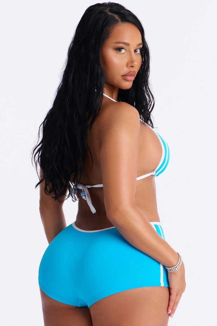 Just Can't Compete 2pc Boyshort Bikini - Blue