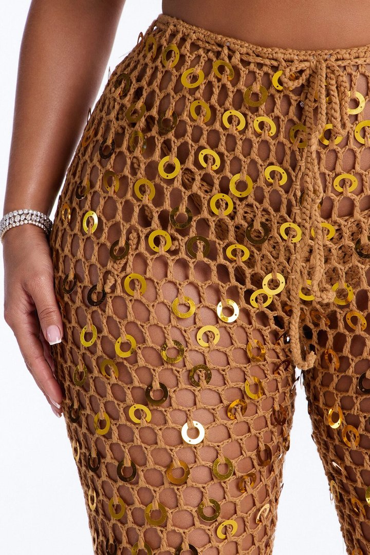 Out Here Bikini And Coverup Pant Set - Gold