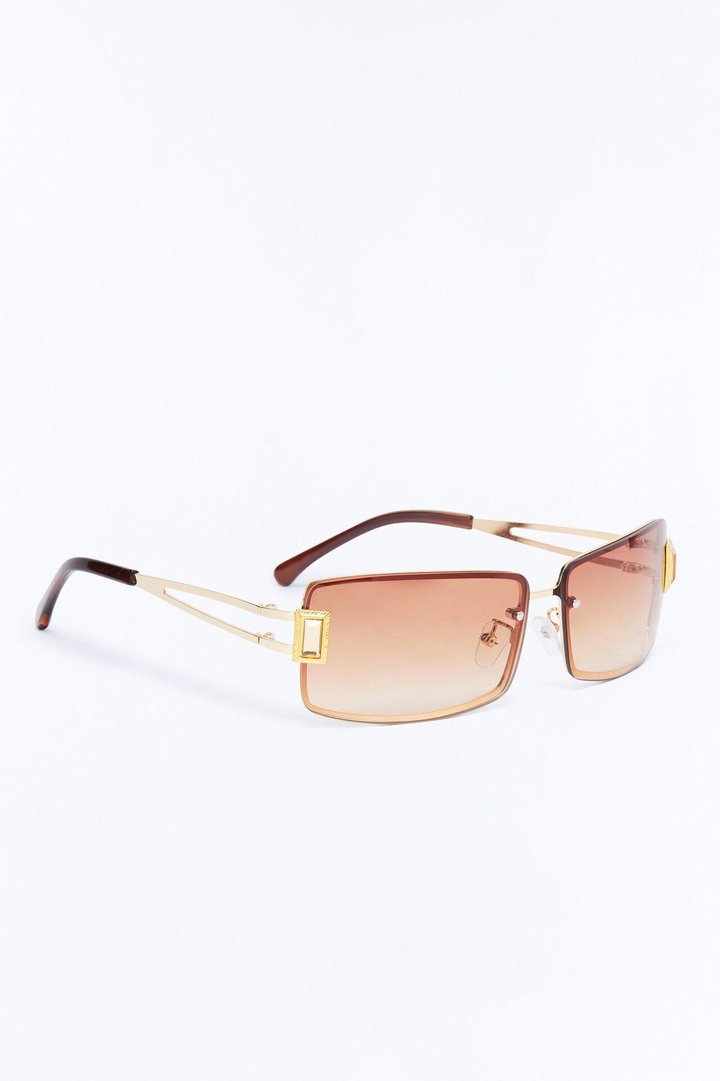 Gridlock Steel Square Sunglasses - Brown