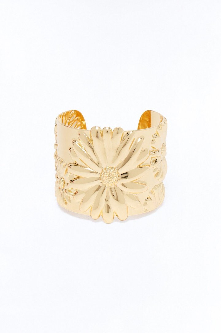 Sunshine And Sunflowers Cuff Bracelet - Gold