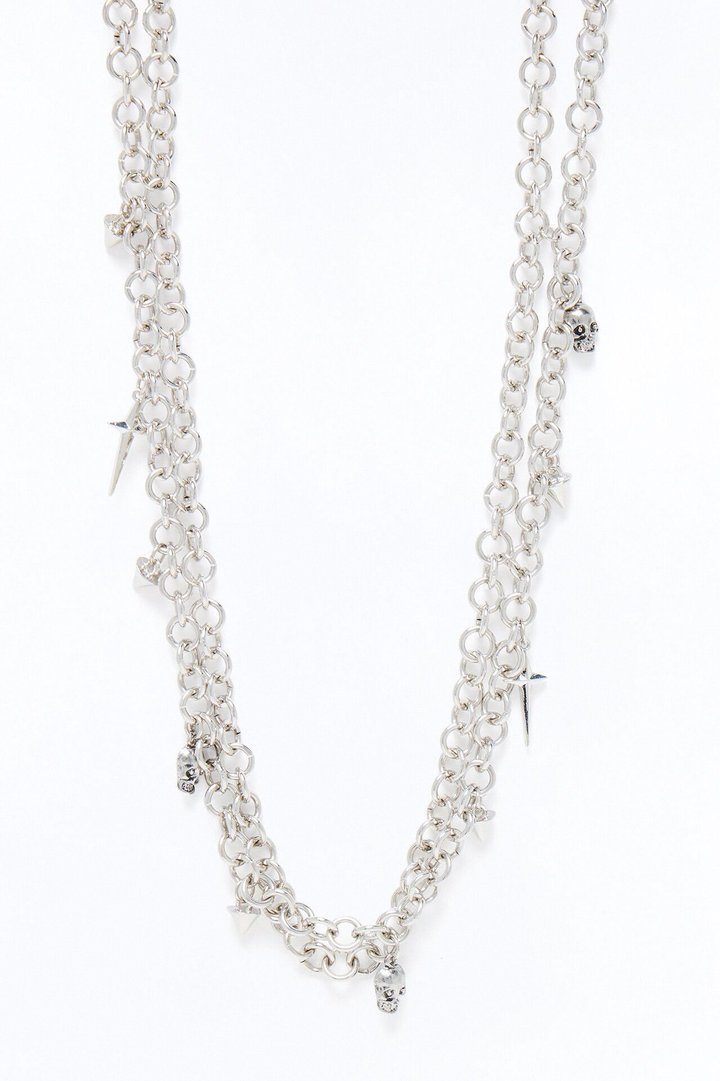 Grim Rebel Double Layered Necklace - Silver