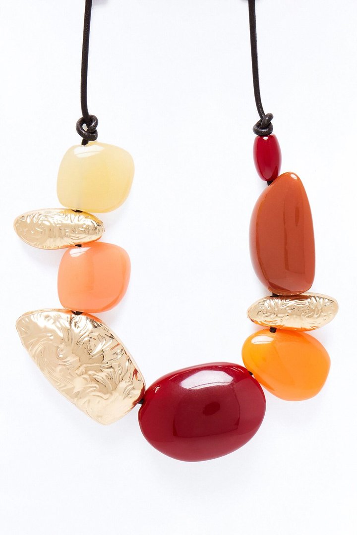 Get Over It Oversized Jeweled Necklace - Orange/combo