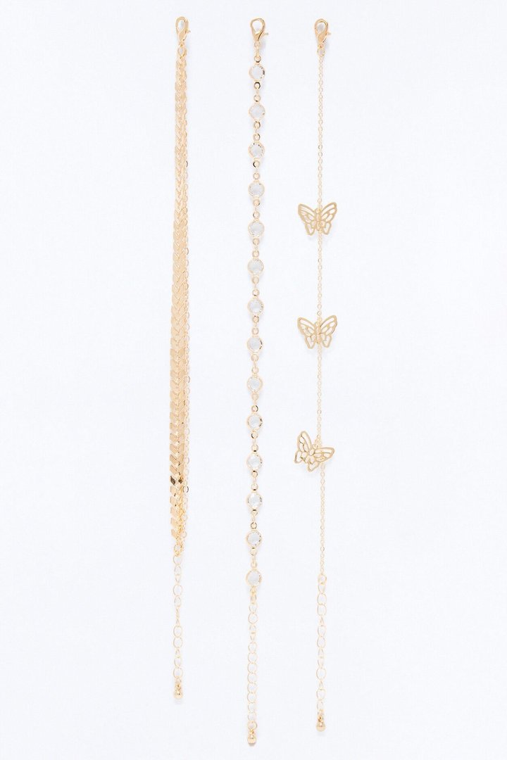 Whirl Wind 4 Piece Anklet Set - Gold