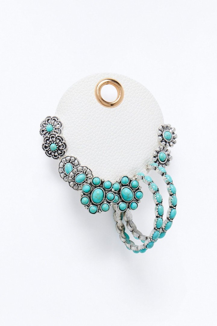 Indie Sky 5 Pair Multi Earring Set - Turquoise