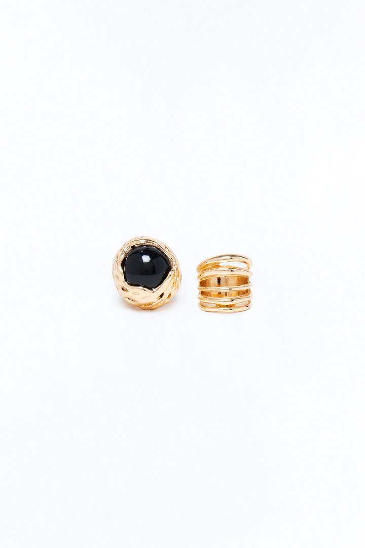 Ophelia 2 Piece Ring Set - Gold/Black