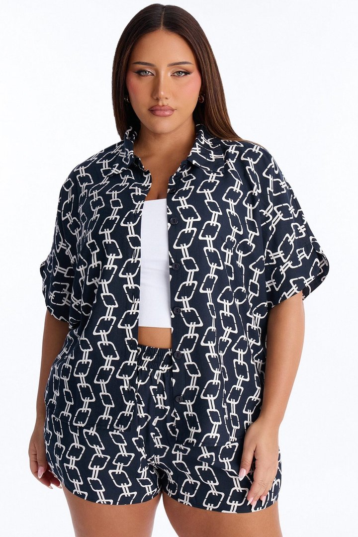 Chain Reaction Short Set - Black/White