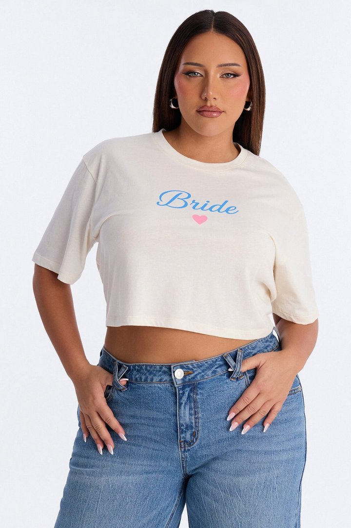 Bride Vibes Cropped Tee - Cream